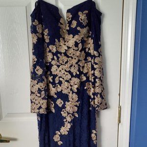 Evening gown with gold embroidery